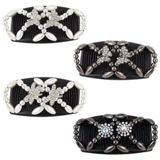 4Pcs Magic Hair Combs, Stretch Beaded Hair Combs Stretchy Double Hair Side Co...