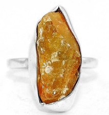 Natural Rough Citrine 925 Sterling Silver Ring Jewelry Sz 6.5 B17-3