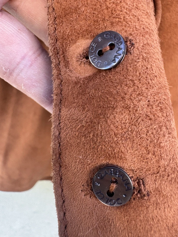 Camisa de vestir Dolce & Gabbana Italia gamuza cuero tostado manga larga botones para mujer 42 Foto 4 de 4