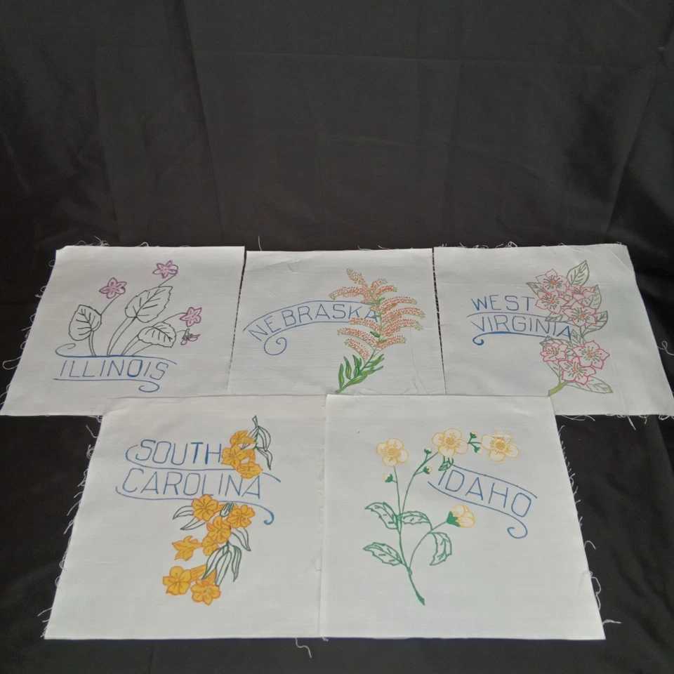 Vintage Quilting Square Set Of 50 State Flowers 1980s - Image 2 of 4