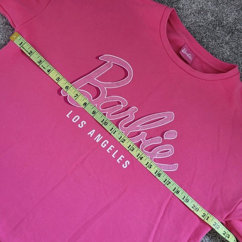 BARBIE Sweatshirt Jumper Size Small Bright Pink Glitter - Picture 8 of 10