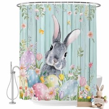 Easter Shower Curtain Bunny Easter Egg Shower Curtain Set 72 x 72 In Teal Green