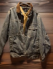 Tommy Hilfiger Vintage Y2K Denim Jacket Brown Corduroy Collar Tan Interlining