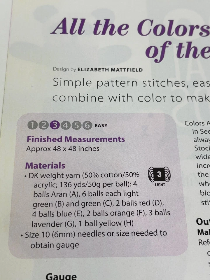 All the Colors of the World Throw Knitting Pattern Magazine Pages - Image 2 of 3