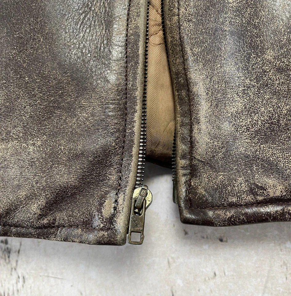 Chaqueta de Cuero Kurland Star Crown Verdadera Vintage Años 40 Cremallera Piel de Dirección Hecha en EE. UU. Foto 2 de 4