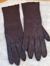 Vtg Gloves Soft Brown Leather Mid Arm Lovely Approx Size Small 6 to 6.5
