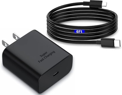 USB-C 45W Fast Charger for Samsung Galaxy S25/S24 + 6FT Charging Cable