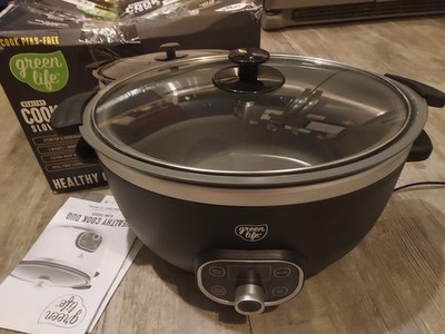 GreenLife 8QT Quart Slow Cooker Non-Toxic Ceramic Nonstick Programmable Black