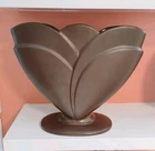 Large Vintage "Royal Haeger" Matte Brown 10" Vase Art Deco Style Ceramic