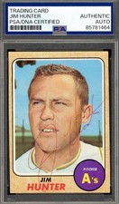 Jim Catfish Hunter PSA DNA Vintage Signed 1968 Topps Autograph