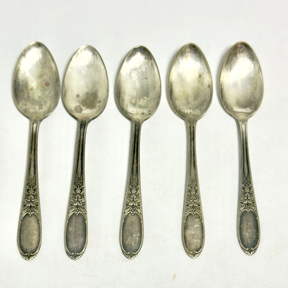 5 антикварных ложек для шампанского IS Wm Rogers 1934 бордовые 4 5/8 дюйма Demitasse - Изображение 4 из 4