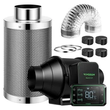 VIVOSUN AeroZesh S4 4inch 208CFM Inline Duct Fan w/E42A,Carbon Filter& 8'Ducting