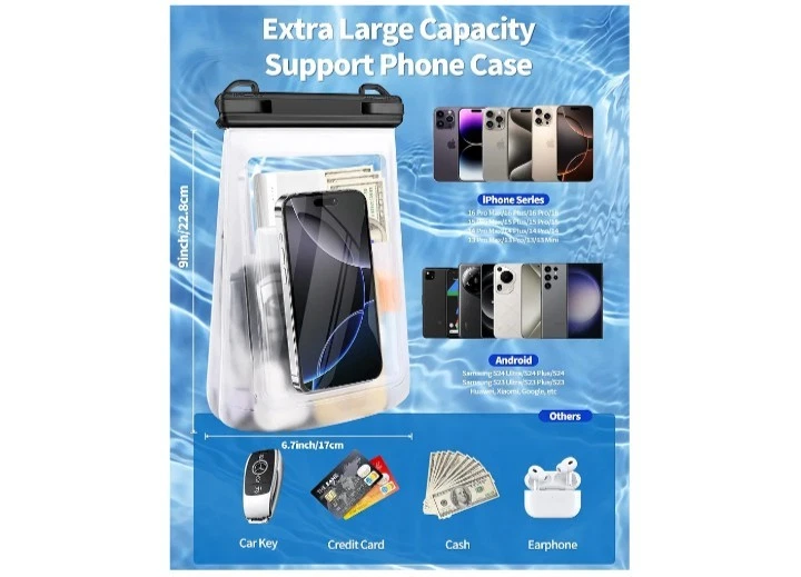 Large Waterproof Phone Pouch Waterproof Pouch iPhone Samsung Google Motorola B1 - Image 2 of 4