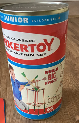 VTG TinkerToy Classic Construction Set 66 Pieces Junior Builder Set COMPLETE!