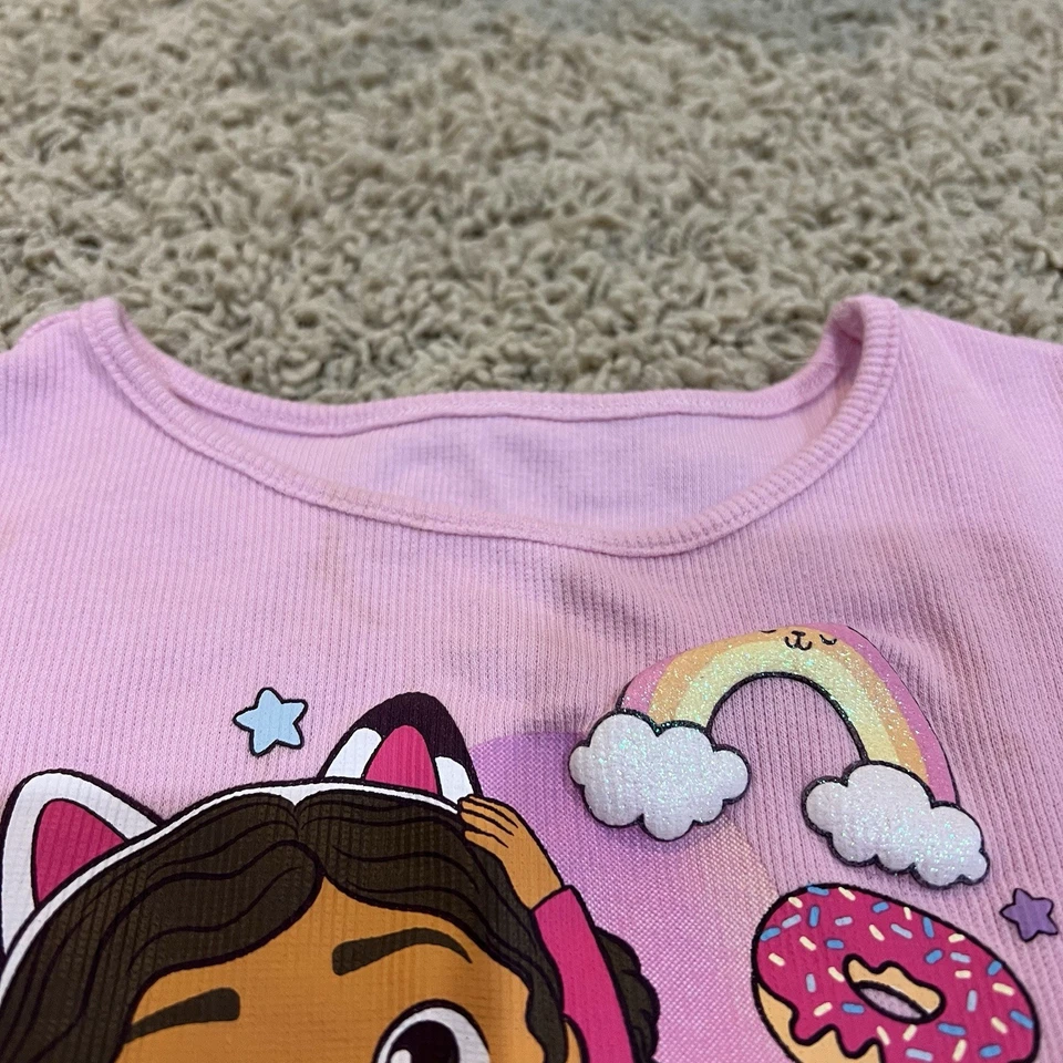 5T Gabby’s Dollhouse Pajama Set Short Sleeve Flare Bottom Pink - Image 3 of 4