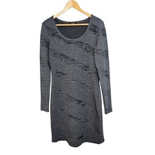 Yest Womens Gray Textured Long Sleeve Scoop Neck Mini Sheath Dress Size Sm 6