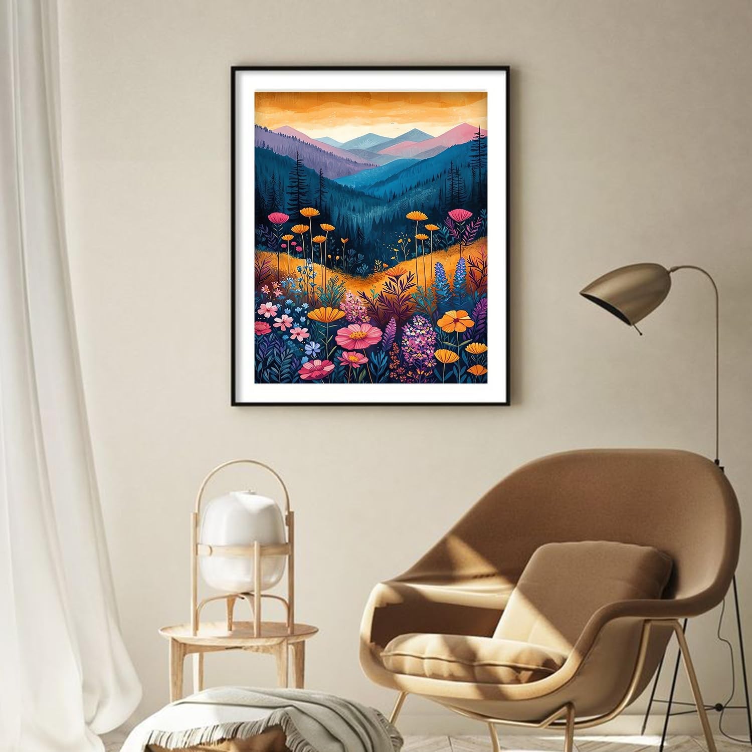 Mountain Canvas Paint by Numbers for Adults,Flowers 16x20inch, Flowers 