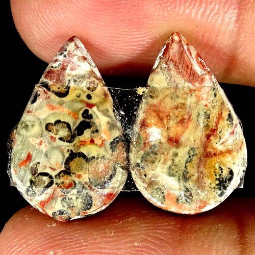 Natural Bird Eye Jasper Matched Pair Oval Pear Cushion Cab Loose Gemstone PK14 - Imagen 145 de 165