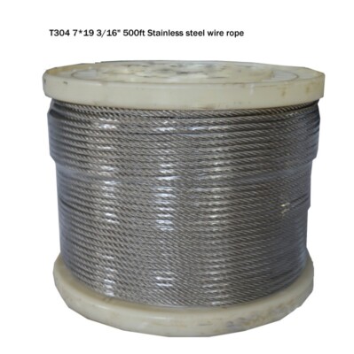 304 Stainless Steel Wire Rope Cable 3/16 in*500 ft Max Capacity 325KG Free Ship