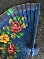 Hand painted Spanish hand fan made Spain In Late 1960  s Vintage