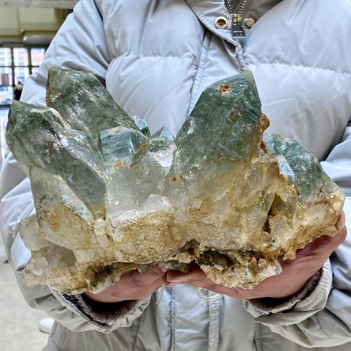 10.71LB Rare Natural Green Ghost Quartz Crystal Cluster Specimen - 第 7/13 張圖片