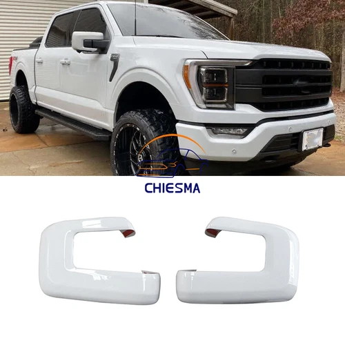 Fits For 2021-2025 Ford F-150 Mirror COVERS w/o Turn Signal Hole OXFORD WHITE