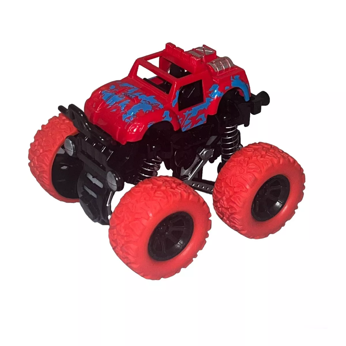 Monster Truck Friction Powered Push And Go Toy Red Stunt Car