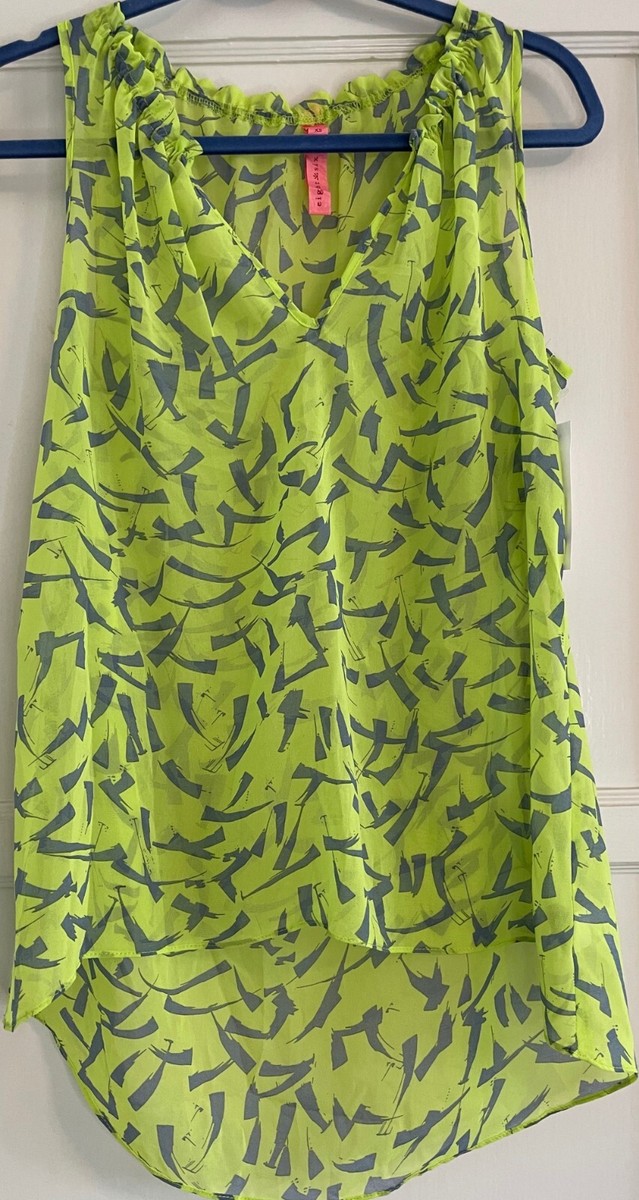 EIGHT SIXTY NORDSTROM, XS, SHEER SLEEVELESS TOP, DAY GLO