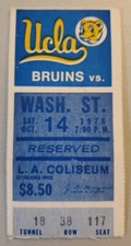 Boleto de fútbol americano UCLA Bruins Washington State Cougars 14/10 1978 Rick Bashore TDs