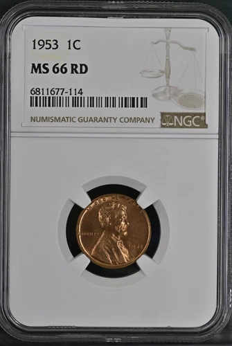 1953 1C RD Lincoln Wheat One Cent NGC MS66RD  6811677-114