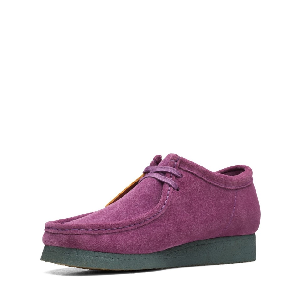 Clarks Original Men's Wallabee Shoes – Purple Green Denim With Sashiko Embroidery