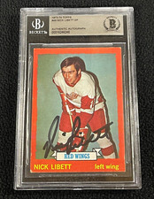Nick Libett Signed 1973/74 Topps Card #49 BAS Certified Detroit Red Wings