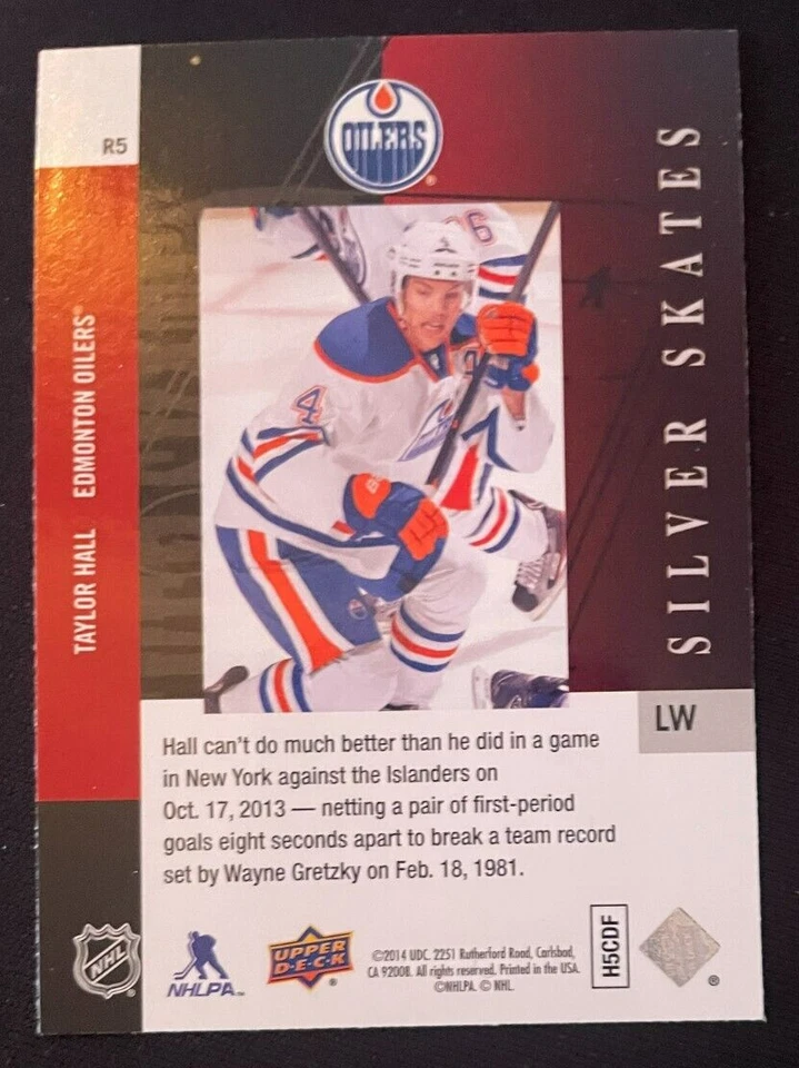 Taylor HALL 2013-14 Upper Deck SP Authentic Retro Silver Skates #R5 Edmonton - Image 2 of 2