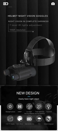 Wiederaufladbare Kopfmontierte FHD Nachtsichtbrille Digital IR Jagd Fernglas - Bild 7 von 17