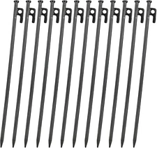 12PCS Tent Stakes Heavy Duty, 16Inch Metal Camping Stakes Tent Pegs for Outdoors