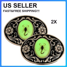 2pcs Belt Buckle for Men Luminous 3D Scorpion Western Cowboy Belt Buckle