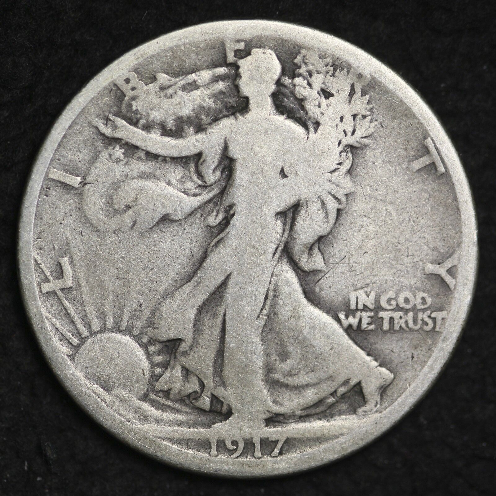 ** 1917-S REVERSE Walking Liberty Silver Half Dollar FREE SHIPPI