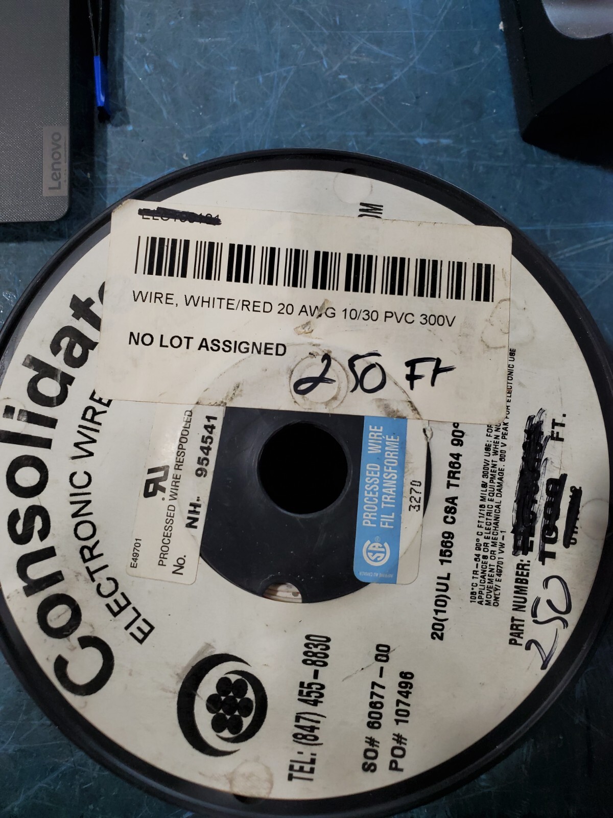 Striped Wire 20 AWG Gauge 250FT Car Boat Marine Tinned Copper Red/White