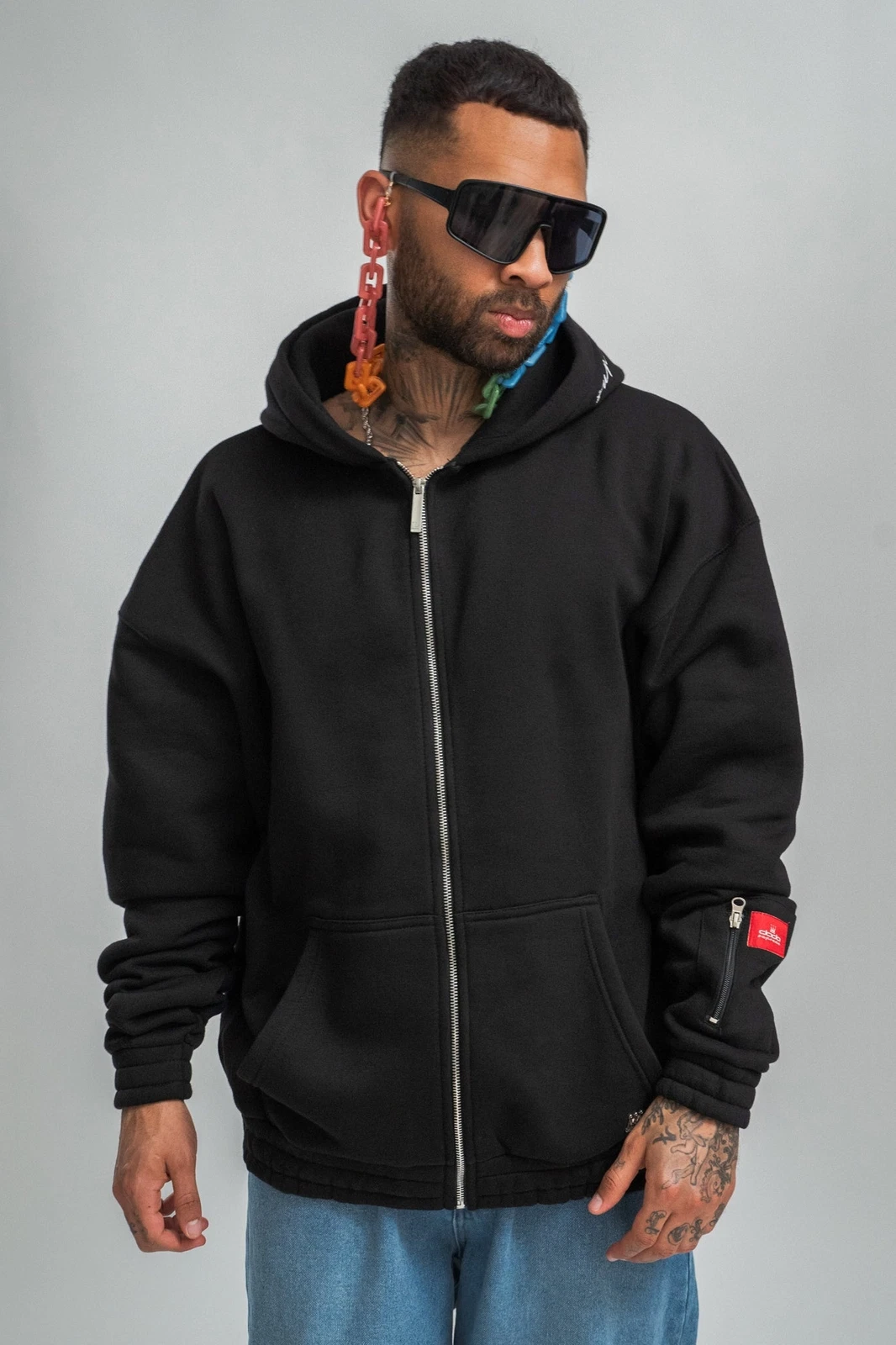 Sweat à capuche zippé Dada Supreme Basic Logo noir