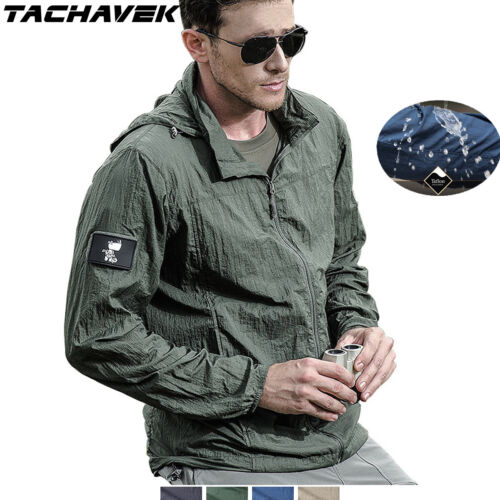 Chaqueta táctica impermeable para hombre ligera secado rápido ejército abrigo con capucha a prueba de viento - Imagen 1 de 29
