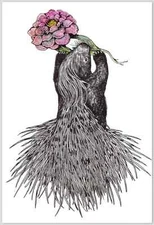 Japanese Postcard: Porcupine (or Hedgehog?) with Rose - Higuchi Yuko