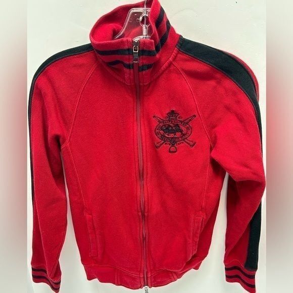 Felpa RALPH LAUREN SPORT vintage rossa full zip tripla cresta pony taglia XS
