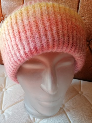 Damen Wintermütze Beanie Winterstrickmütze Warm & Kuschelig rosa streifen NEU