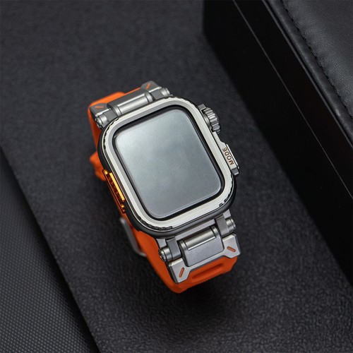 Metalowa obudowa + silikonowy pasek do Apple Watch Ultra2 49mm Series 10 9 8 7 6 5 44-46mm - Zdjęcie 3 z 30