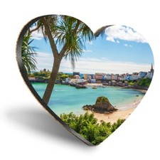 Heart MDF Coaster Tenby Harbour Wales Welsh Beach #52249