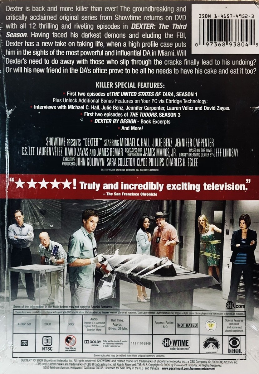 Dexter DVD The Complete Third Season Michael C. Hall, Julie