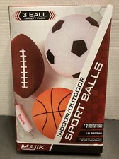 Majik Indoor Outdoor Sport Balls Football, Basketball  Soccer w/ Air Pump