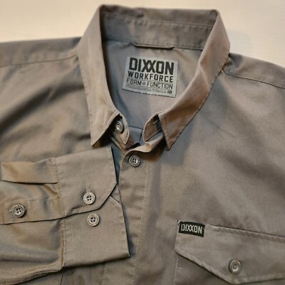 Dixxon Workforce Form and Function Mens Button Up Long Sleeve Gray 3XL