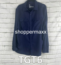 MEN'S LONG SLEEVE FLANNEL SHIRT -Flap pockets, back yoke, NAVY BLUE, SIZE MEDIUM