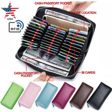 RFID Blocking Womens Mens Credit Card Holder Wallet Larger Capacity Clutch Purse